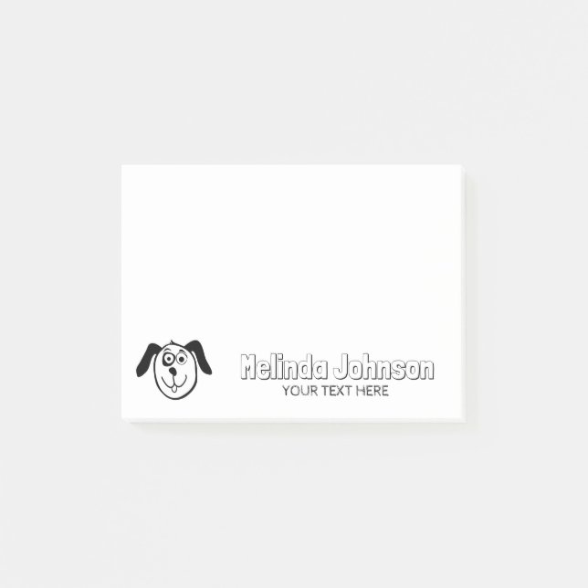 Personalised Post-it® notes with cute dog logo (Front)