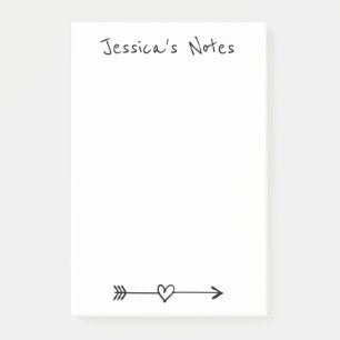 Personalised Post-it® notes with cute heart arrow