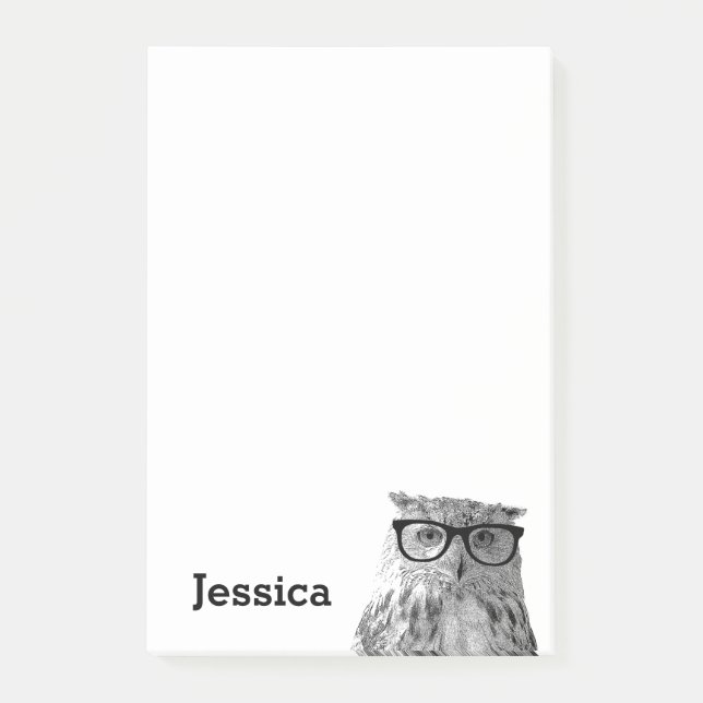 Personalised Post-it® notes with cute owl design (Front)