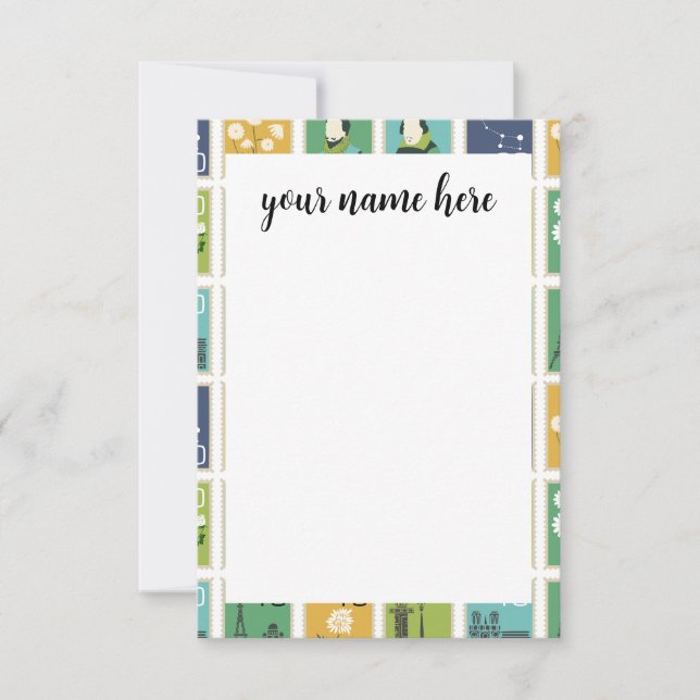 Personalised Postage Stamps Notecards (Front)