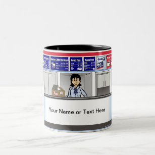 Personalised Postal Counter Worker Female Cartoon Two-Tone Coffee Mug