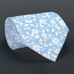 Personalised Powder Blue Garden Floral Tie<br><div class="desc">This delicate garden-inspired print showcases tiny white florals against a powder blue background,  exuding charm and grace. It’s perfect for grooms seeking a soft,  refined look and complements spring or pastel-themed weddings. A beautiful option for both traditional and modern ceremonies.</div>