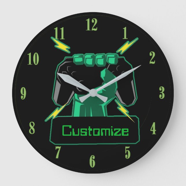 Personalised Power Gamer Round Clock (Front)