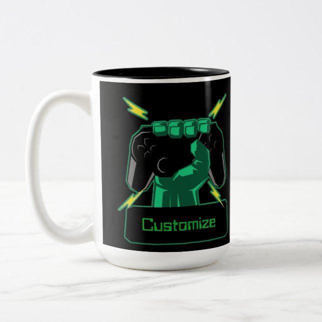 Personalised Power Gamer Two-Tone Coffee Mug (Left)