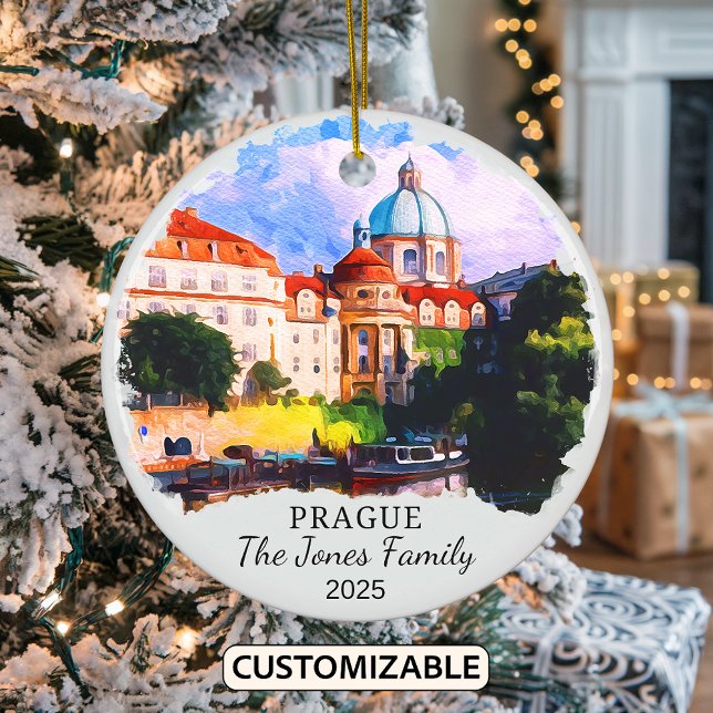 Personalised Prague Ornament, Czech Republic Ceramic Ornament (Creator Uploaded)