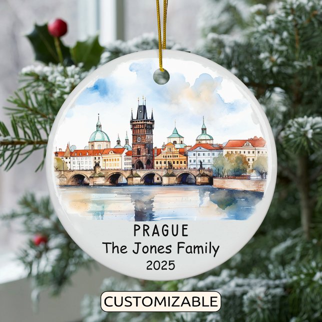 Personalised Prague Ornament, Czech Republic Ceramic Ornament (Creator Uploaded)