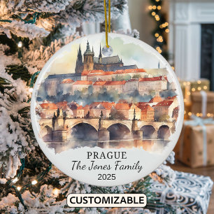 Personalised Prague Ornament, Czech Republic Gift Ceramic Ornament