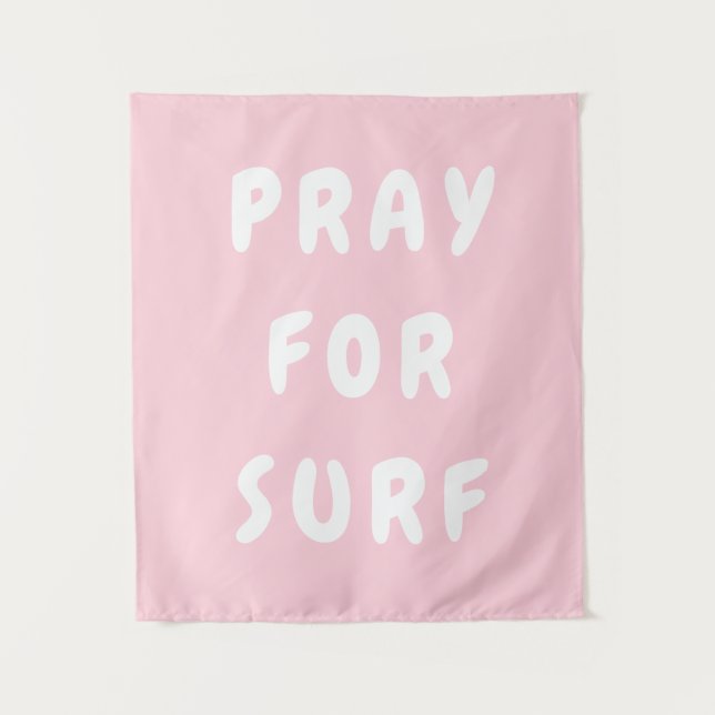 Personalised Pray for Surf Wall Art Banner Surfer Tapestry (Front)