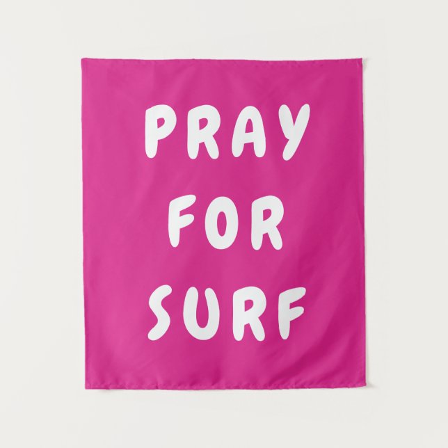 Personalised Pray for Surf Wall Art Banner Surfer Tapestry (Front)