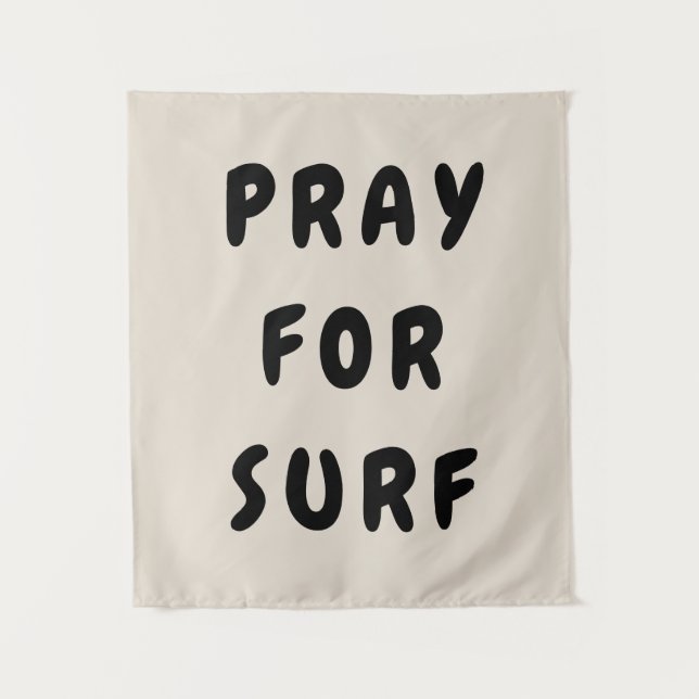 Personalised Pray for Surf Wall Art Banner Surfer Tapestry (Front)