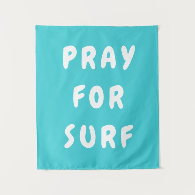 Personalised Pray for Surf Wall Art Banner Surfer Tapestry (Front)