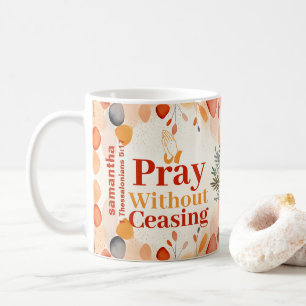 Personalised Pray without ceasing Boho Christian Coffee Mug