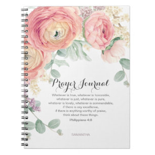 Personalised Prayer Journal Blush Peach Flowers