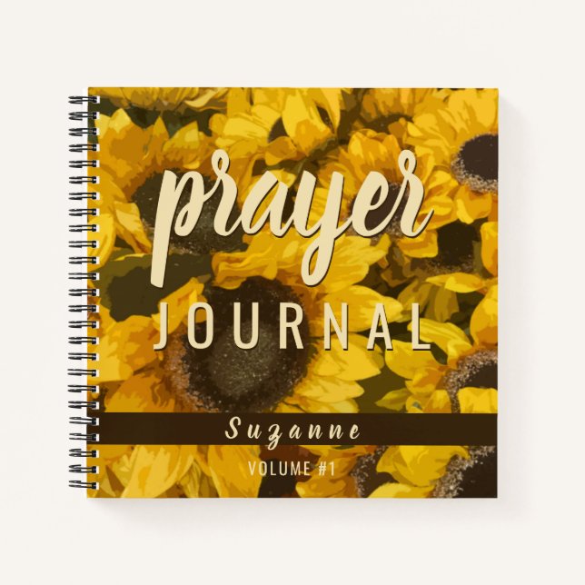 Personalised Prayer Journal Watercolor Sunflowers  (Front)