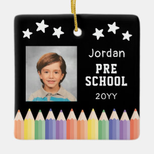 Personalised Pre School Colourful Photo Keepsake Ceramic Ornament
