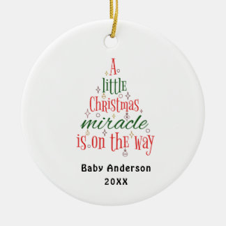 Personalised Pregnancy Announcement Miracle Ceramic Ornament