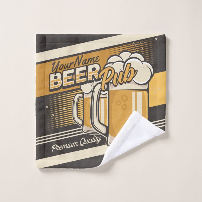 Personalised Premium Cold Beer Mug Pub Bar  Bath Towel Set (Wash Cloth)