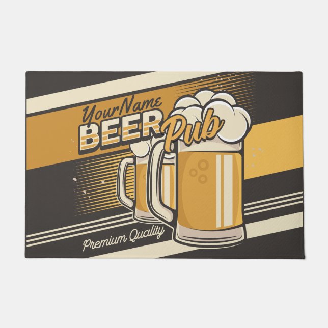 Personalised Premium Cold Beer Mug Pub Bar  Doormat (Front)