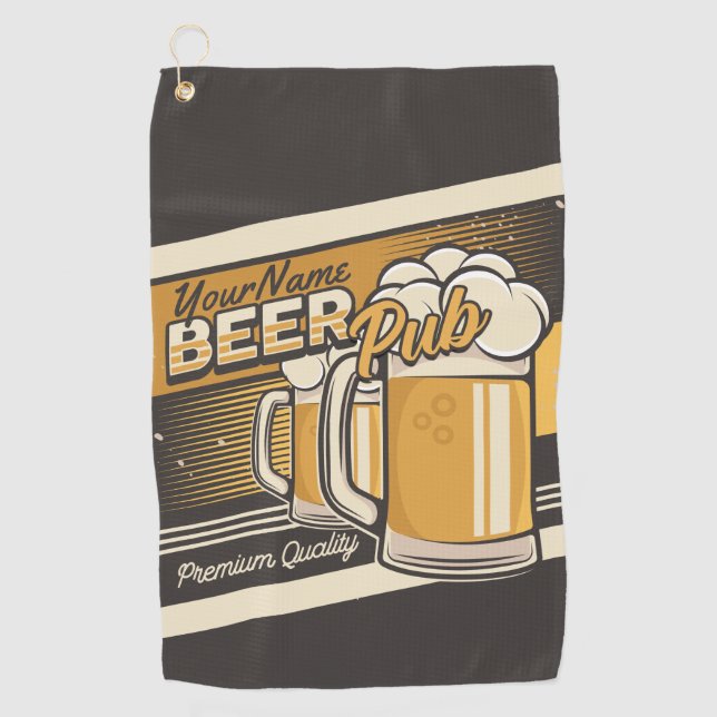 Personalised Premium Cold Beer Mug Pub Bar  Golf Towel (Front)