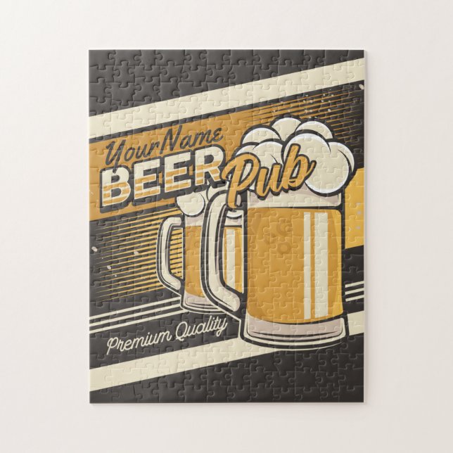 Personalised Premium Cold Beer Mug Pub Bar Jigsaw Puzzle (Vertical)