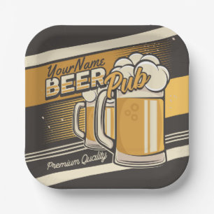 Personalised Premium Cold Beer Mug Pub Bar Paper Plate