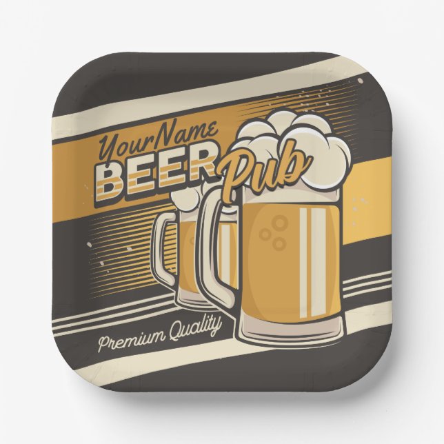 Personalised Premium Cold Beer Mug Pub Bar Paper Plate (Front)