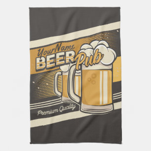 Personalised Premium Cold Beer Mug Pub Bar  Tea Towel