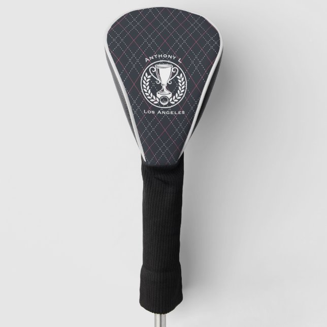 Personalised Preppy Argyle Golf Driver Head Cover (Front)