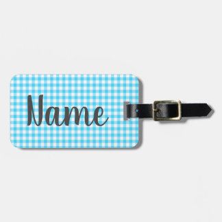 Personalised Preppy Blue Gingham Luggage Bag Tag