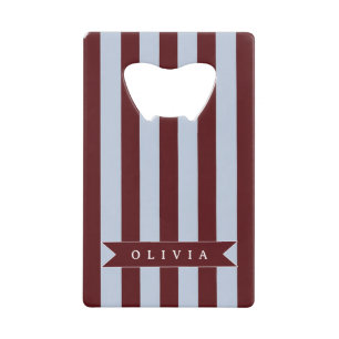 Personalised Preppy Brown Blue Cabana Stripe