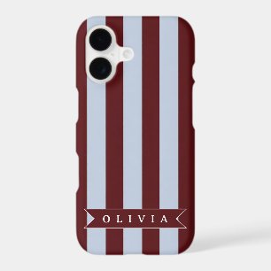 Personalised Preppy Brown Blue Cabana Stripe