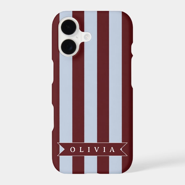 Personalised Preppy Brown Blue Cabana Stripe (Back)