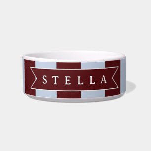Personalised Preppy Brown Blue Cabana Stripe Bowl
