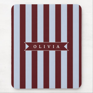 Personalised Preppy Brown Blue Cabana Stripe Mouse Pad