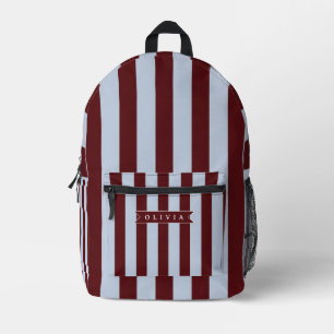 Personalised Preppy Brown Blue Cabana Stripe Printed Backpack