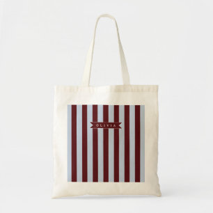 Personalised Preppy Brown Blue Cabana Stripe Tote Bag