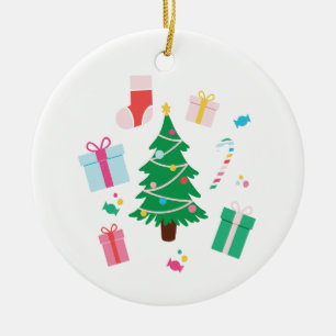 Personalised Preppy Christmas Tree Holiday Ceramic Ornament