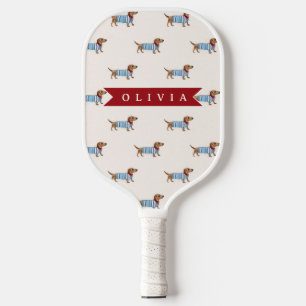 Personalised Preppy Cute Dachshund Dog Pattern Pickleball Paddle