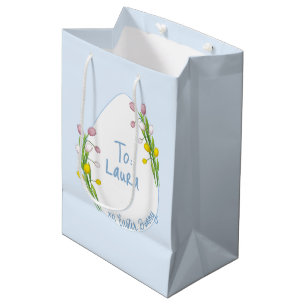 Personalised Preppy Floral Easter Egg Medium Gift Bag