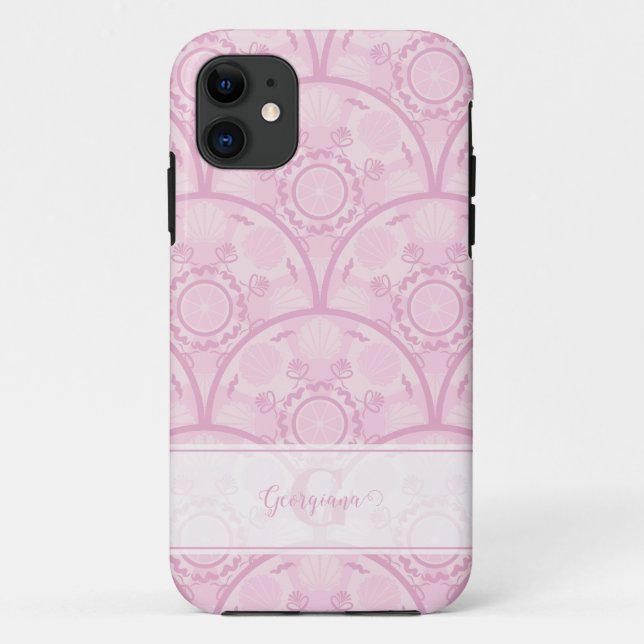 Personalised Preppy In Pink Mandala Art Deco Case-Mate iPhone Case (Back)