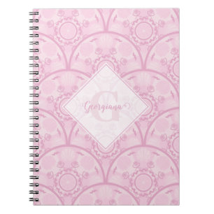 Personalised Preppy In Pink Mandala Art Deco Notebook