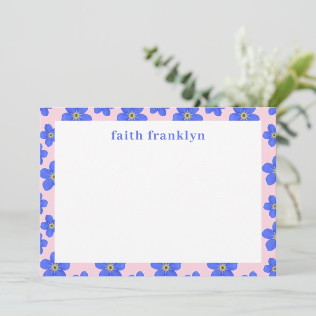 Personalised Preppy Watercolor Floral Stationery Card (Standing Front)