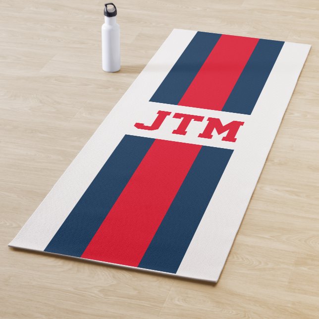 Personalised Preppy Yoga Mat Monogram Stripes (In Situ)