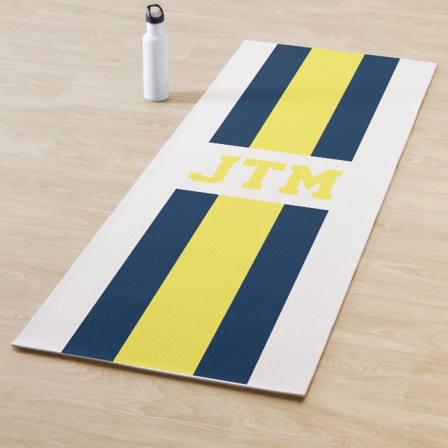 Personalised Preppy Yoga Mat Monogram Stripes (In Situ)