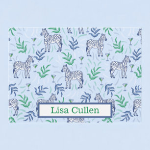 Personalised Preppy Zebras & Martinis Blue  Thank You Card