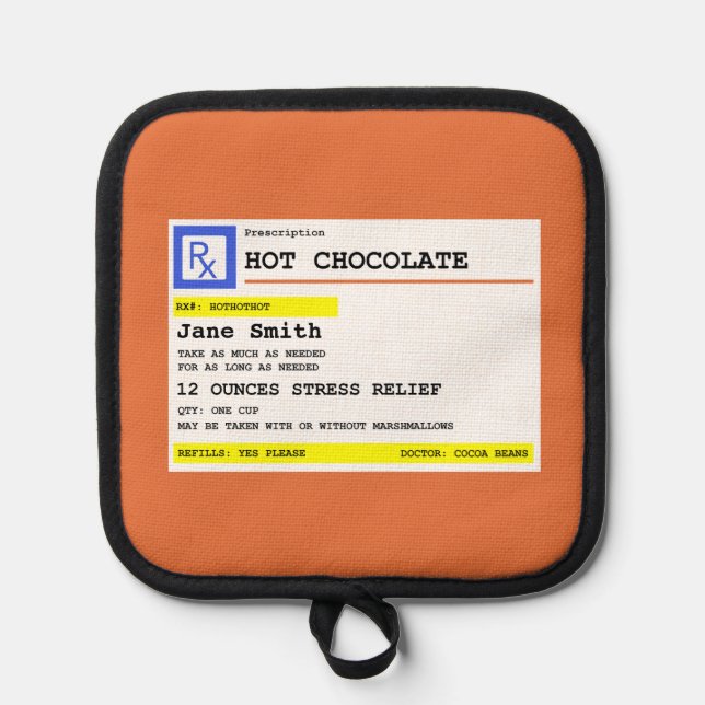 Personalised Prescription Hot Chocolate    Pot Holder (Front)