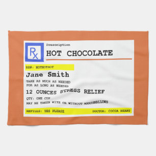 Personalised Prescription Hot Chocolate Tea Towel