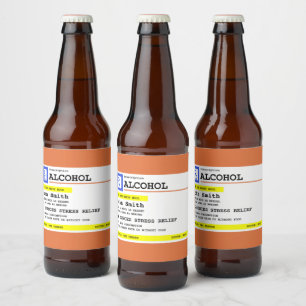Personalised Prescription Humourous Alcohol  Beer Bottle Label
