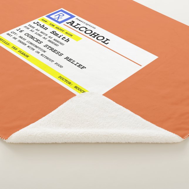 Personalised Prescription Humourous Alcohol    Sherpa Blanket (3/4)