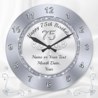 Personalised, Presents for 75th Birthday Clock